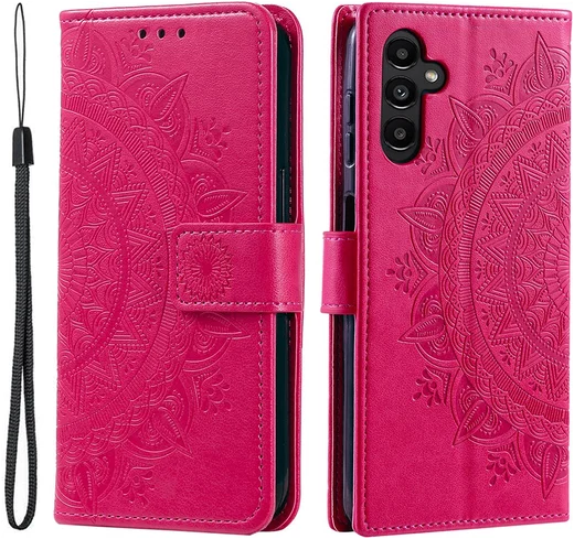 Samsung Galaxy A36 Hoesje Mandala Book Case met Pasjeshouder Roze afbeelding 1