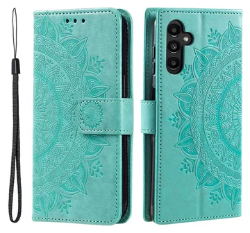 Samsung Galaxy A36 Hoesje Mandala Book Case met Pasjeshouder Groen