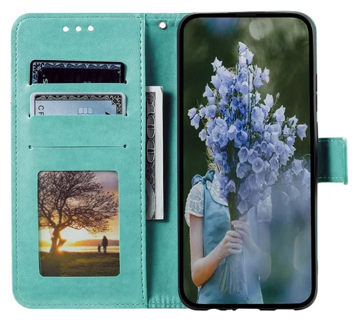 Samsung Galaxy A36 Hoesje Mandala Book Case met Pasjeshouder Groen afbeelding 2