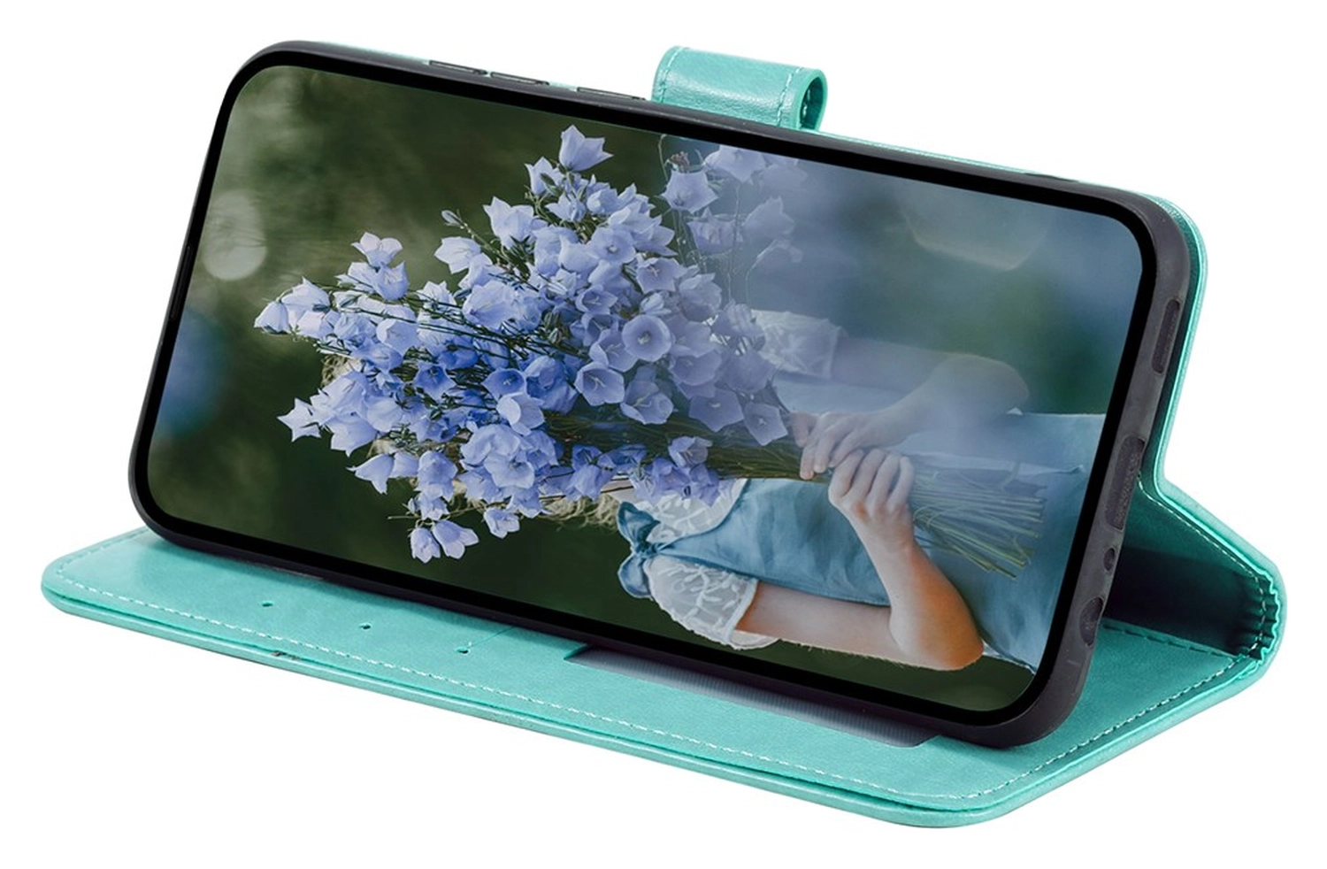 Samsung Galaxy A36 Hoesje Mandala Book Case met Pasjeshouder Groen afbeelding 3