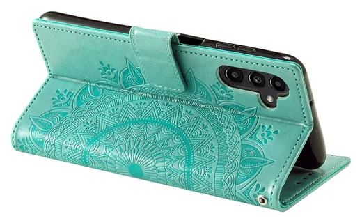 Samsung Galaxy A36 Hoesje Mandala Book Case met Pasjeshouder Groen afbeelding 4