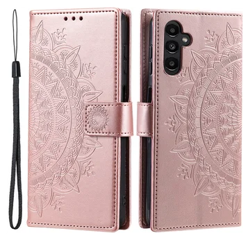 Samsung Galaxy A36 Hoesje Mandala Book Case met Pasjeshouder Roze Goud