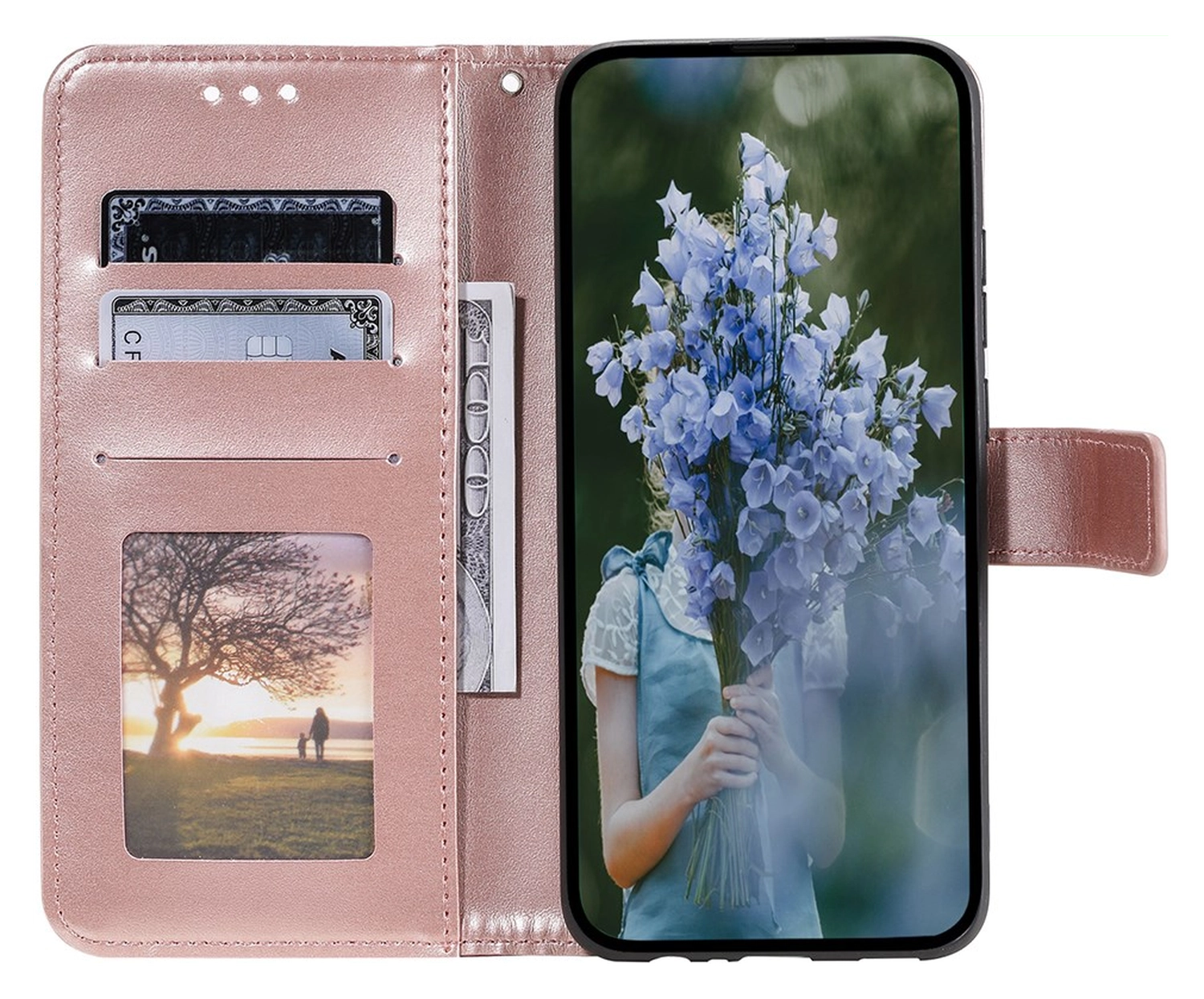Samsung Galaxy A36 Hoesje Mandala Book Case met Pasjeshouder Roze Goud afbeelding 2