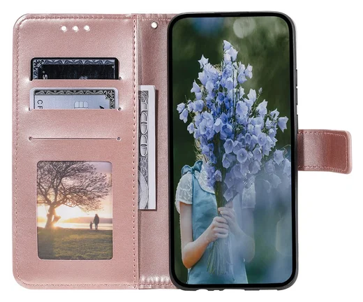 Samsung Galaxy A36 Hoesje Mandala Book Case met Pasjeshouder Roze Goud afbeelding 2