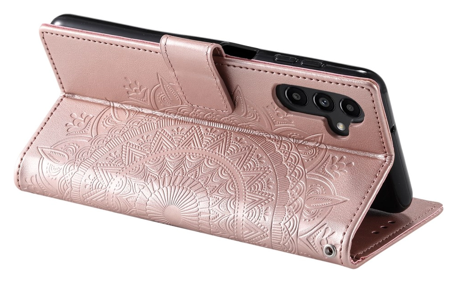 Samsung Galaxy A36 Hoesje Mandala Book Case met Pasjeshouder Roze Goud afbeelding 4