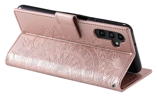 Samsung Galaxy A36 Hoesje Mandala Book Case met Pasjeshouder Roze Goud afbeelding 4