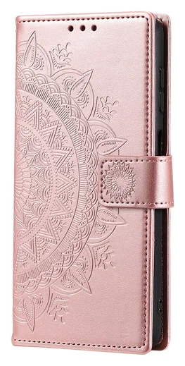 Samsung Galaxy A36 Hoesje Mandala Book Case met Pasjeshouder Roze Goud afbeelding 5