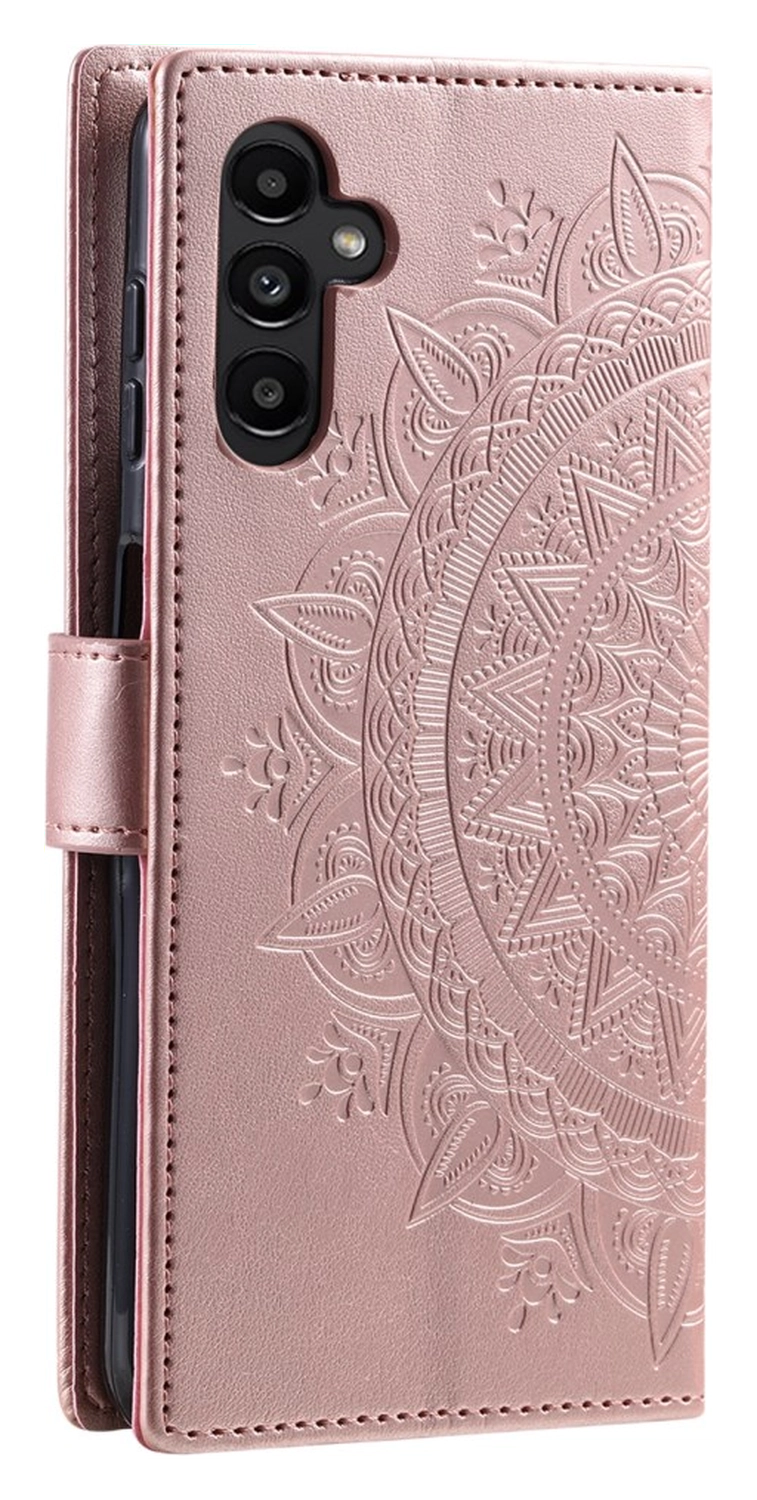 Samsung Galaxy A36 Hoesje Mandala Book Case met Pasjeshouder Roze Goud afbeelding 6