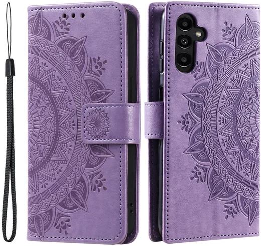 Samsung Galaxy A56 Hoesje Mandala Book Case met Pasjeshouder Paars afbeelding 1