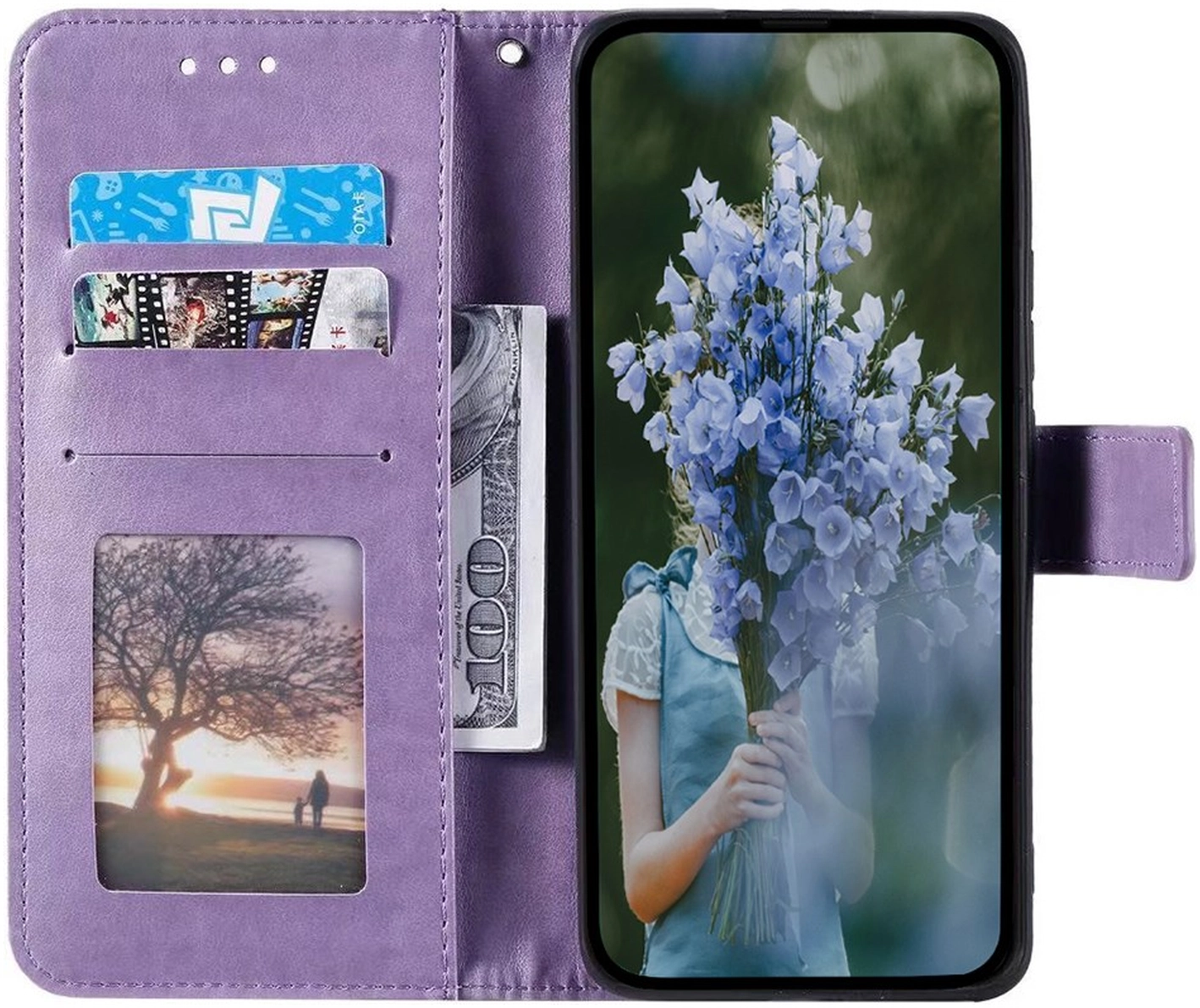 Samsung Galaxy A56 Hoesje Mandala Book Case met Pasjeshouder Paars afbeelding 2