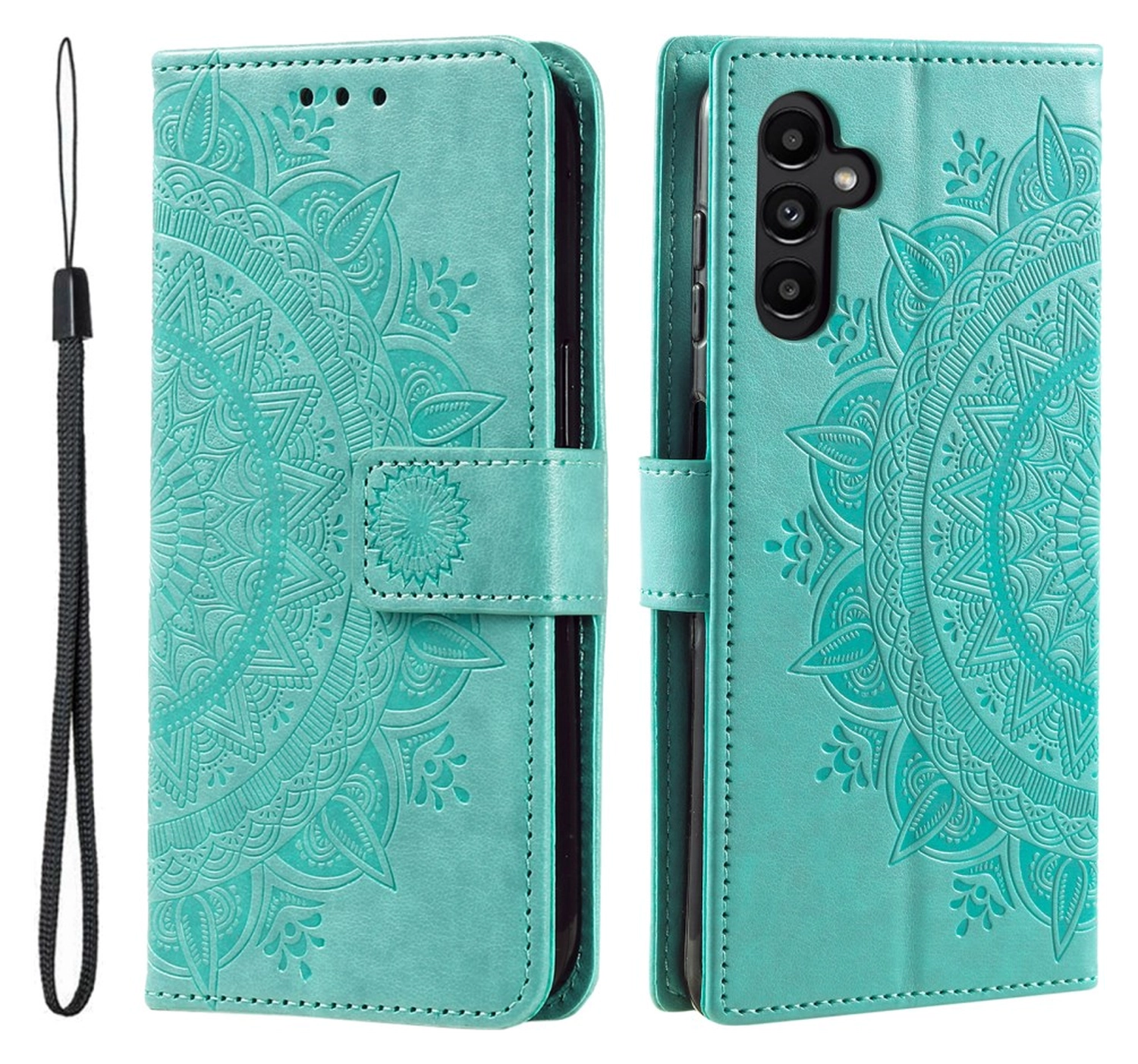 Samsung Galaxy A56 Hoesje Mandala Book Case met Pasjeshouder Groen afbeelding 1