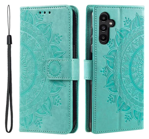 Samsung Galaxy A56 Hoesje Mandala Book Case met Pasjeshouder Groen afbeelding 1