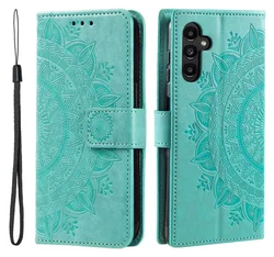 Samsung Galaxy A56 Hoesje Mandala Book Case met Pasjeshouder Groen afbeelding
