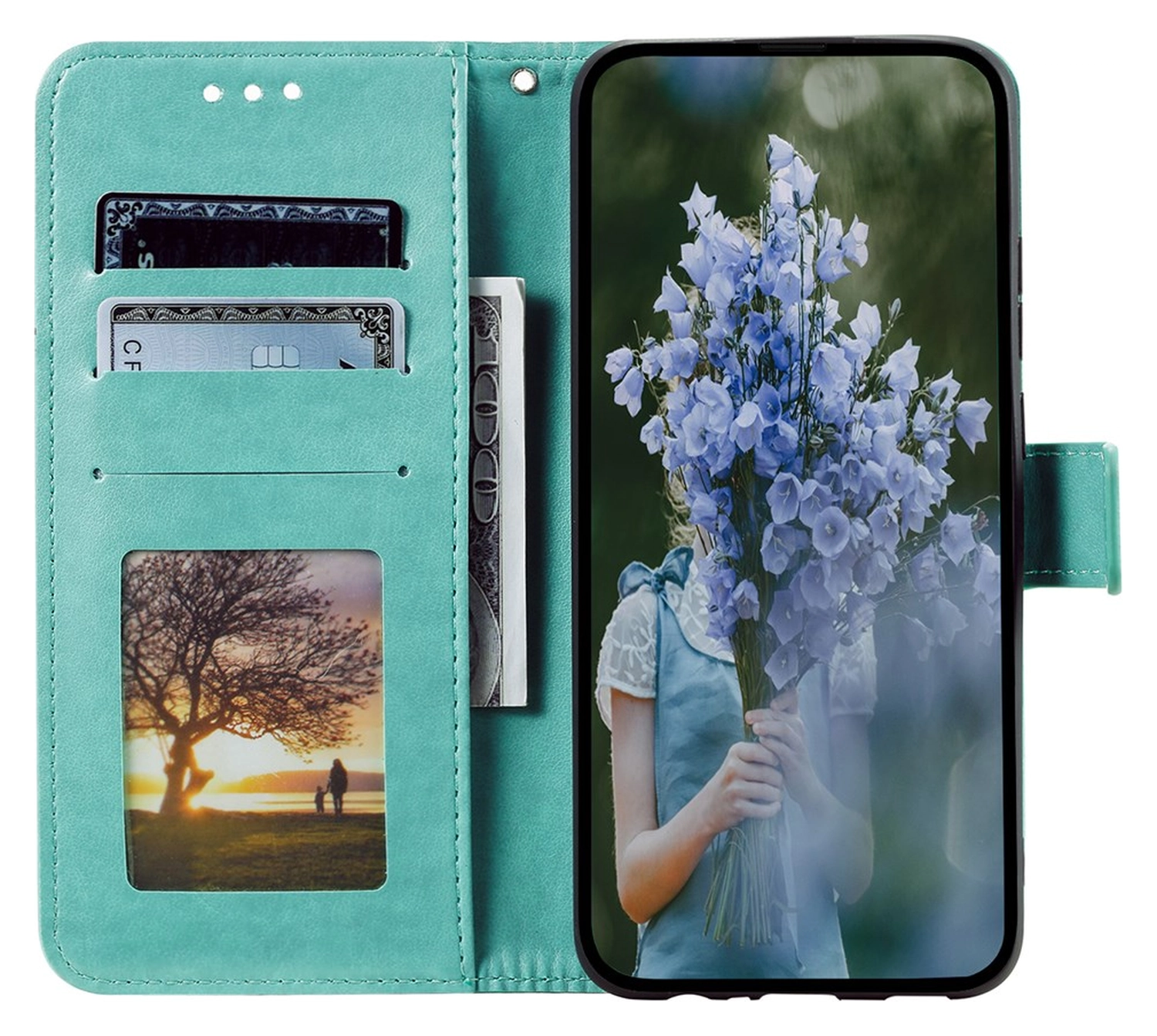 Samsung Galaxy A56 Hoesje Mandala Book Case met Pasjeshouder Groen afbeelding 2