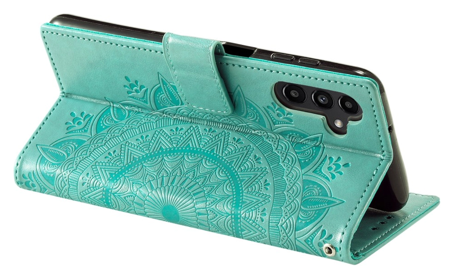 Samsung Galaxy A56 Hoesje Mandala Book Case met Pasjeshouder Groen afbeelding 4