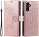 Samsung Galaxy A56 Hoesje Mandala Book Case met Pasjeshouder Roze Goud