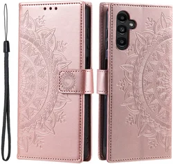 Samsung Galaxy A56 Hoesje Mandala Book Case met Pasjeshouder Roze Goud afbeelding