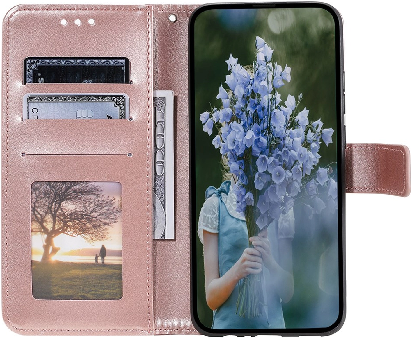 Samsung Galaxy A56 Hoesje Mandala Book Case met Pasjeshouder Roze Goud afbeelding 2