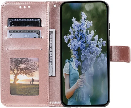 Samsung Galaxy A56 Hoesje Mandala Book Case met Pasjeshouder Roze Goud afbeelding 2