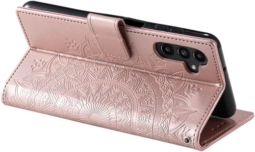 Samsung Galaxy A56 Hoesje Mandala Book Case met Pasjeshouder Roze Goud afbeelding 4