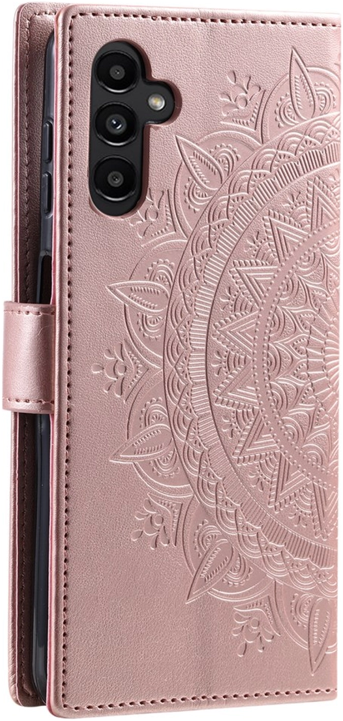 Samsung Galaxy A56 Hoesje Mandala Book Case met Pasjeshouder Roze Goud afbeelding 6