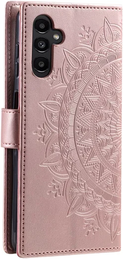 Samsung Galaxy A56 Hoesje Mandala Book Case met Pasjeshouder Roze Goud afbeelding 6