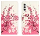 Samsung Galaxy A56 Hoesje Print Book Case met Pasjeshouder Roze Bloemen