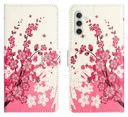 Samsung Galaxy A56 Hoesje Print Book Case met Pasjeshouder Roze Bloemen