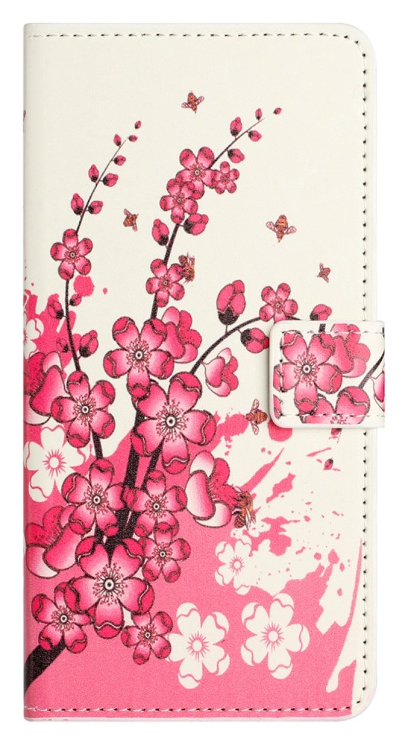 Samsung Galaxy A56 Hoesje Print Book Case met Pasjeshouder Roze Bloemen afbeelding 4