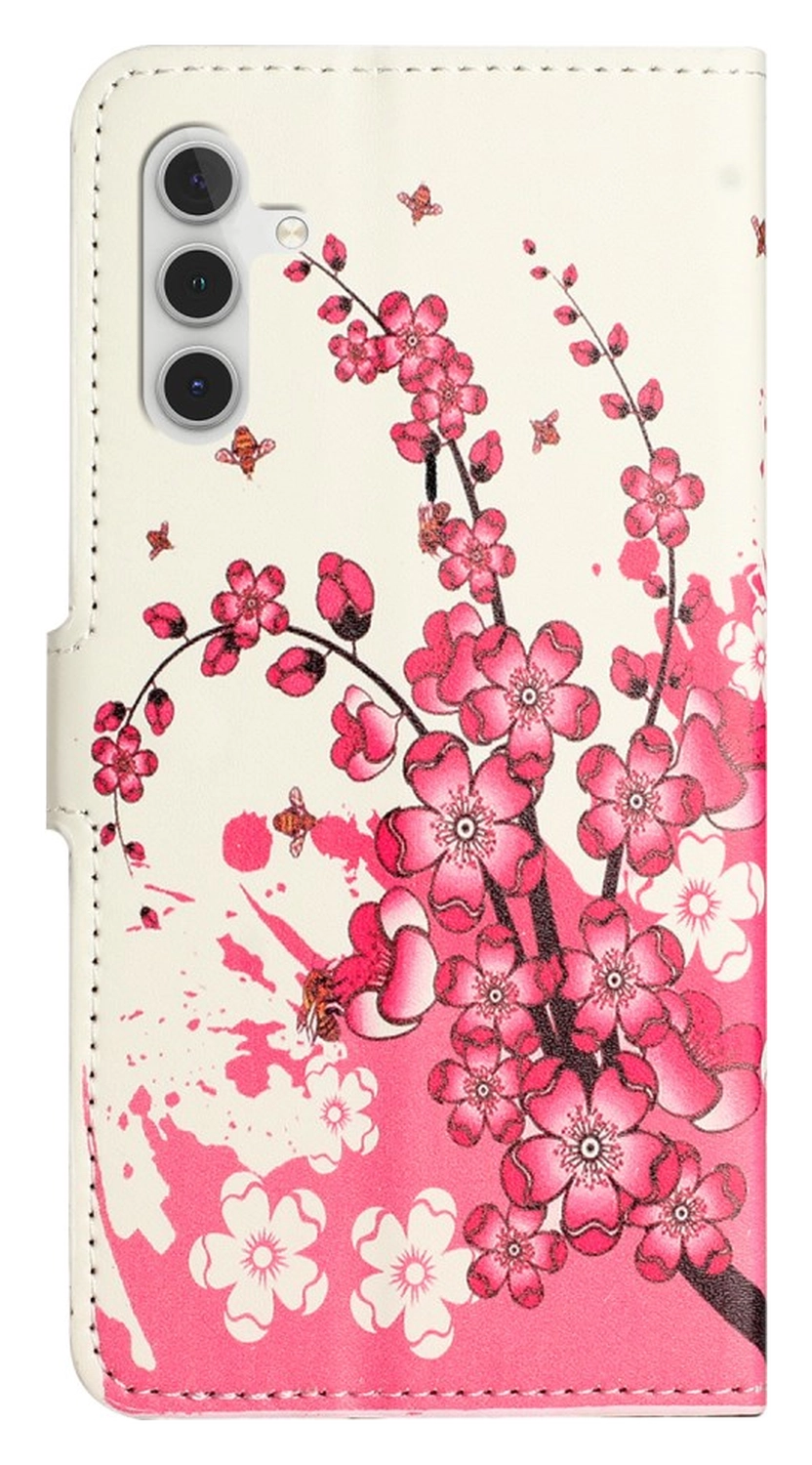 Samsung Galaxy A56 Hoesje Print Book Case met Pasjeshouder Roze Bloemen afbeelding 5