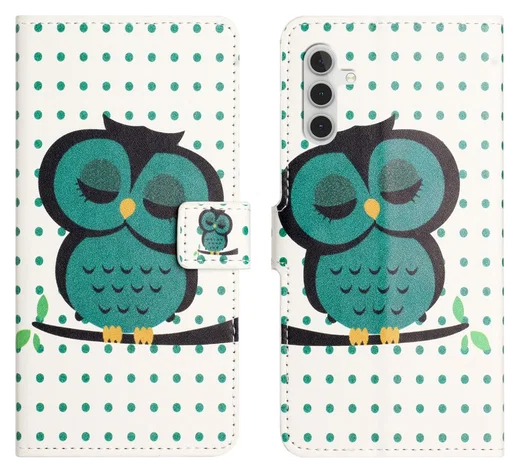 Samsung Galaxy A56 Hoesje Print Book Case met Pasjeshouder Uil afbeelding 1