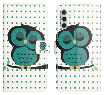 Samsung Galaxy A56 Hoesje Print Book Case met Pasjeshouder Uil