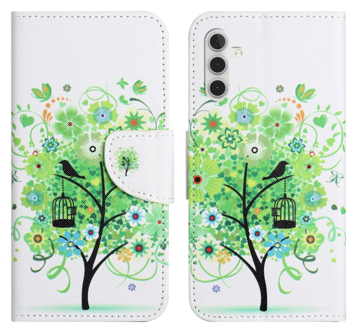 Samsung Galaxy A56 Hoesje Print Book Case met Pasjeshouder Bloemen Boom afbeelding 1