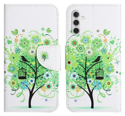 Samsung Galaxy A56 Hoesje Print Book Case met Pasjeshouder Bloemen Boom afbeelding 1