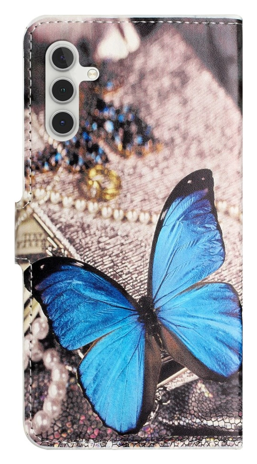 Samsung Galaxy A26 Hoesje Print Book Case met Pasjeshouder Vlinder Blauw afbeelding 5