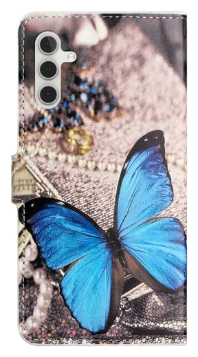 Samsung Galaxy A26 Hoesje Print Book Case met Pasjeshouder Vlinder Blauw afbeelding 5