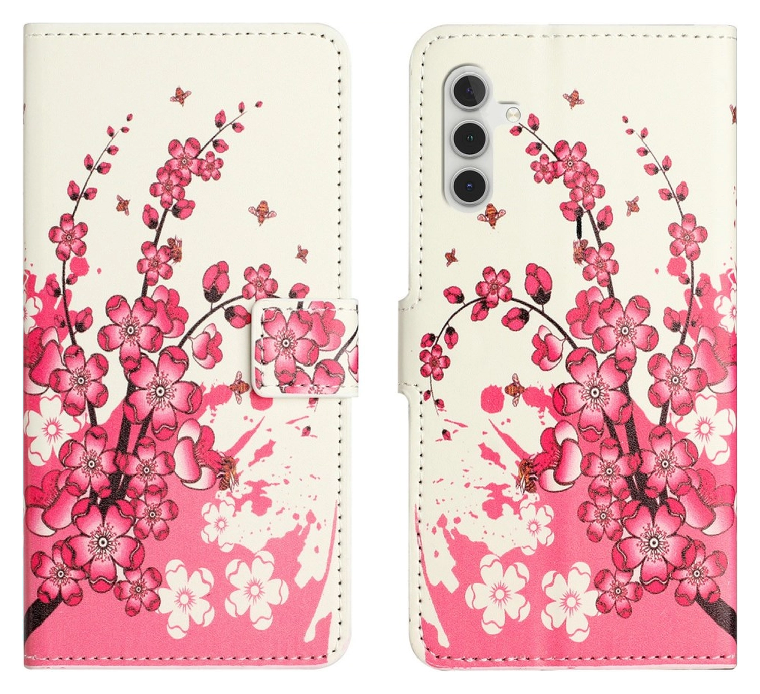 Samsung Galaxy A26 Hoesje Print Book Case met Pasjeshouder Roze Bloemen afbeelding 1