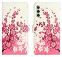 Samsung Galaxy A26 Hoesje Print Book Case met Pasjeshouder Roze Bloemen