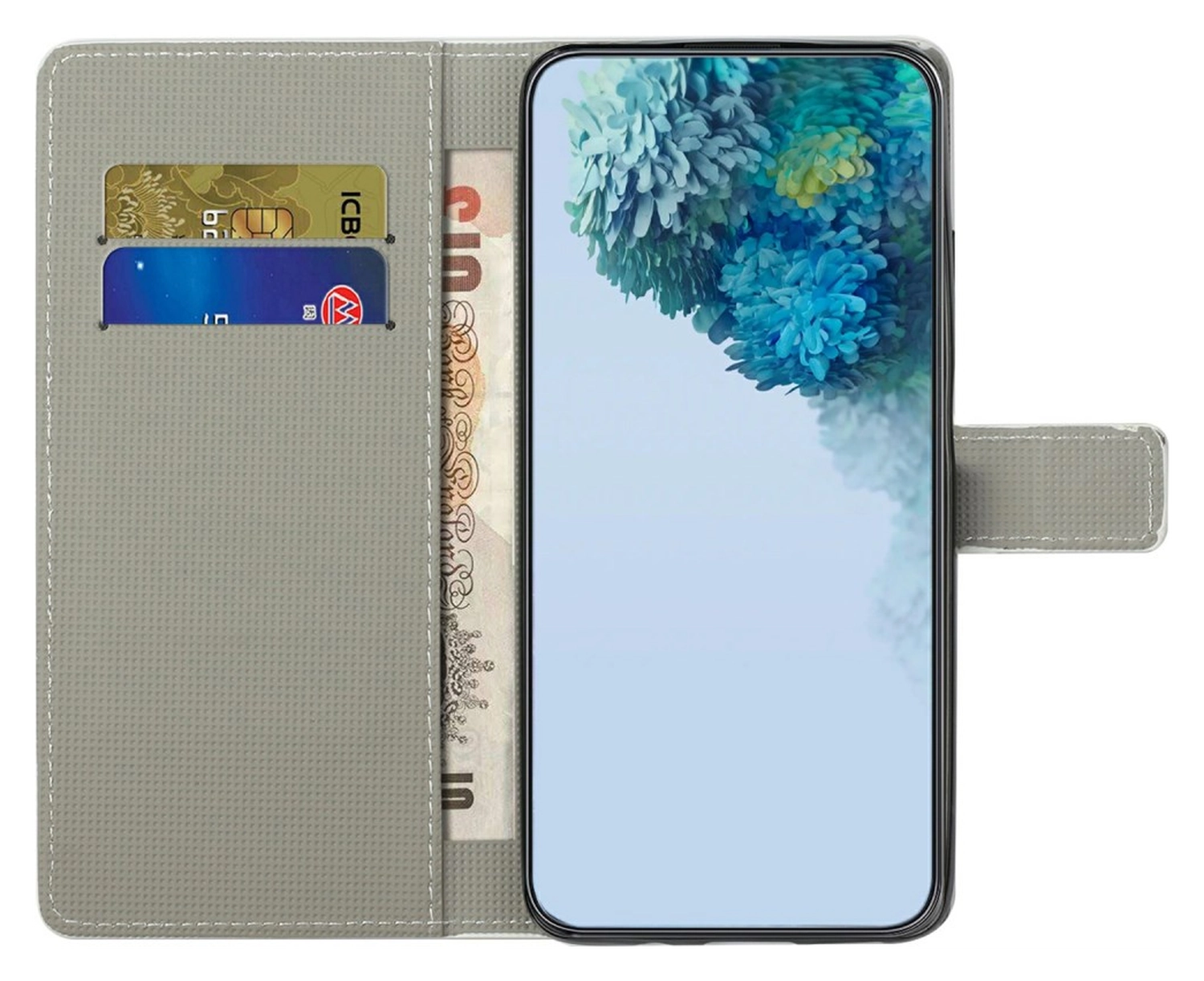 Samsung Galaxy A26 Hoesje Print Book Case met Pasjeshouder Roze Bloemen afbeelding 2