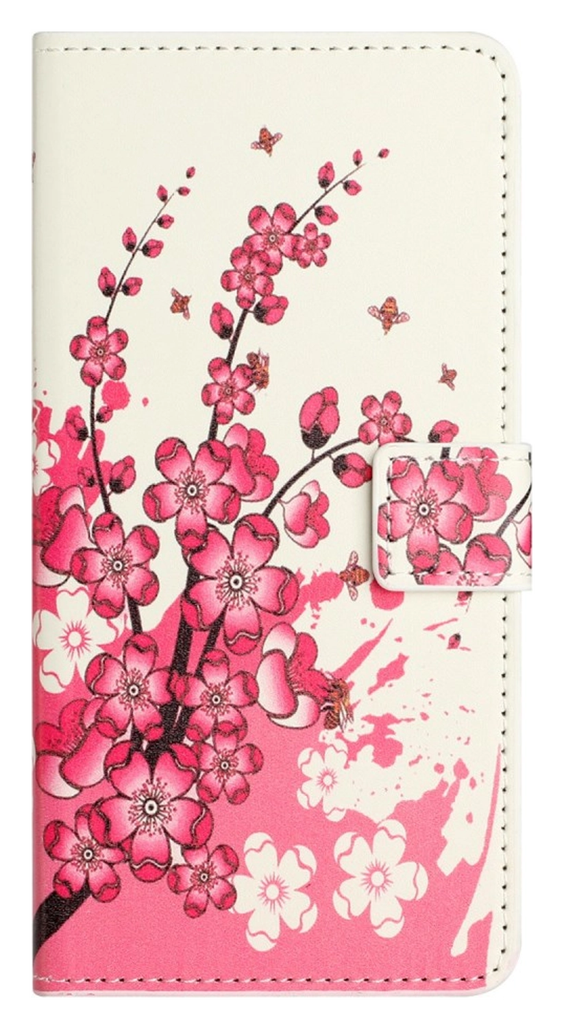 Samsung Galaxy A26 Hoesje Print Book Case met Pasjeshouder Roze Bloemen afbeelding 4