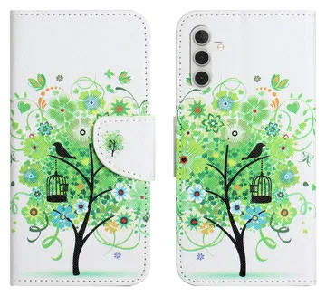 Samsung Galaxy A26 Hoesje Print Book Case met Pasjeshouder Bloemen Boom