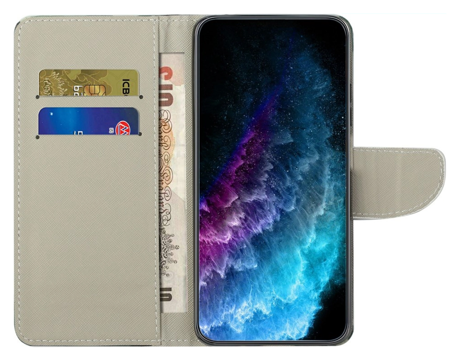 Samsung Galaxy A26 Hoesje Print Book Case met Pasjeshouder Bloemen Boom afbeelding 2