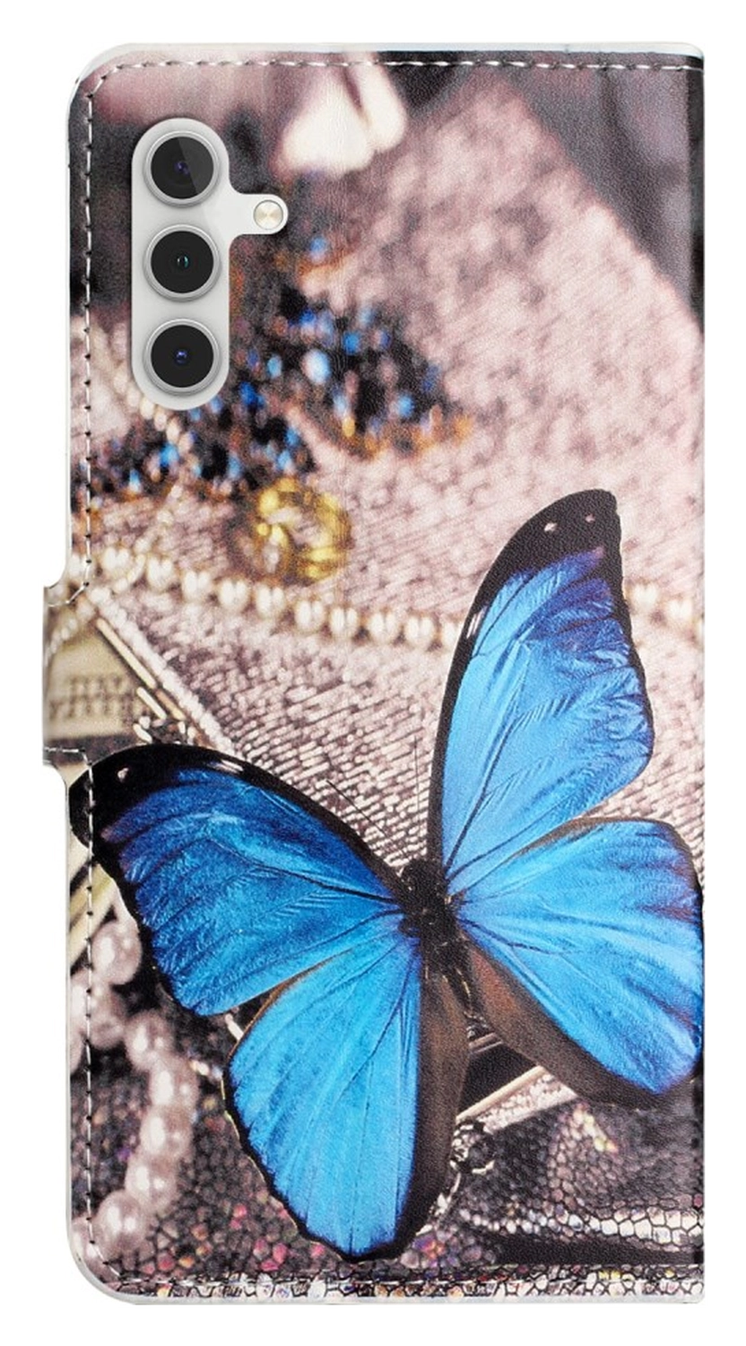 Samsung Galaxy A36 Hoesje Print Book Case met Pasjeshouder Vlinder Blauw afbeelding 5