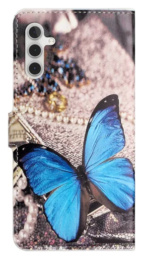 Samsung Galaxy A36 Hoesje Print Book Case met Pasjeshouder Vlinder Blauw afbeelding 5