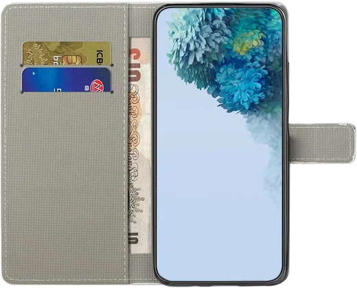 Samsung Galaxy A36 Hoesje Print Book Case met Pasjeshouder Roze Bloemen afbeelding 2