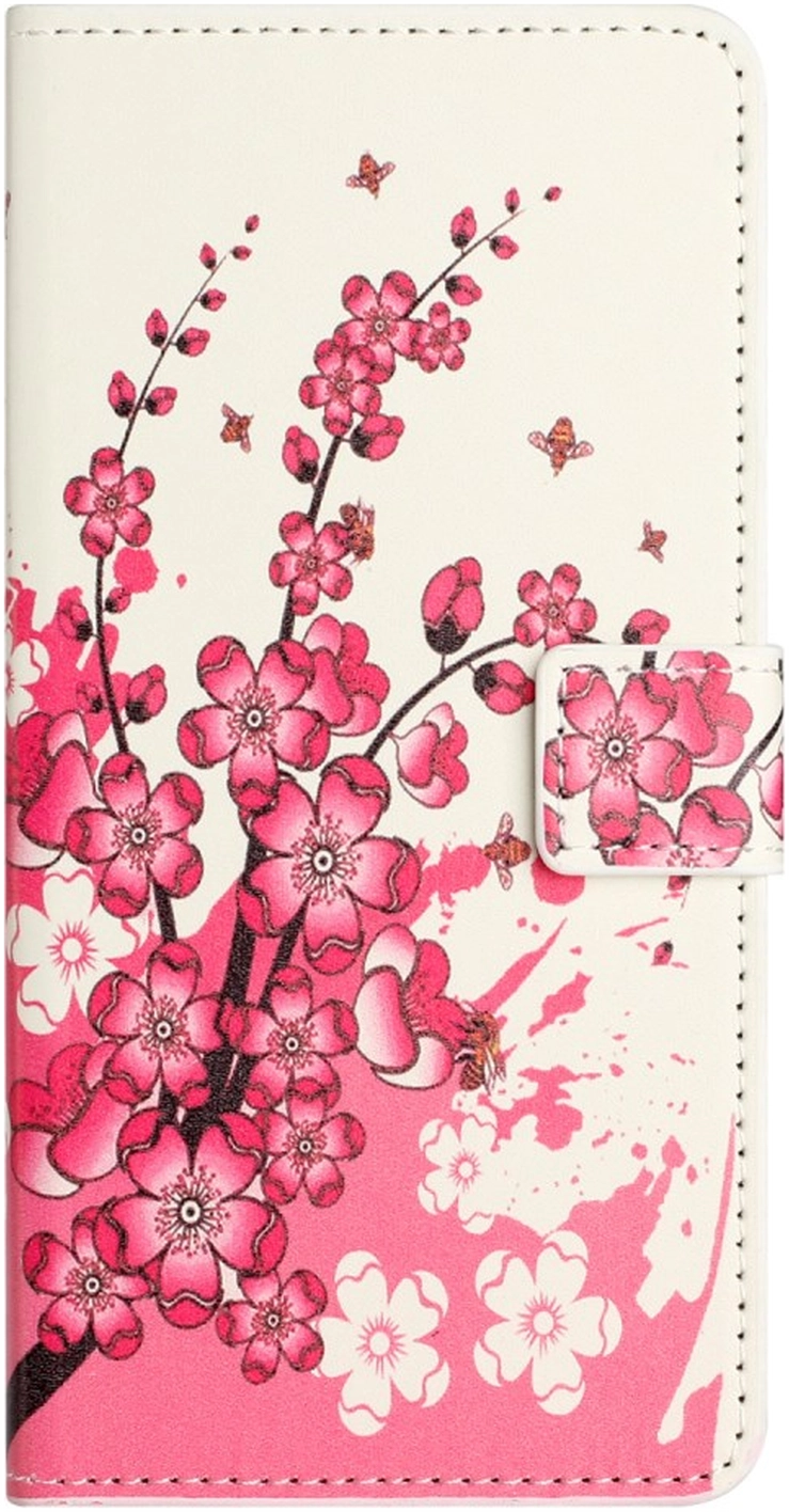 Samsung Galaxy A36 Hoesje Print Book Case met Pasjeshouder Roze Bloemen afbeelding 4