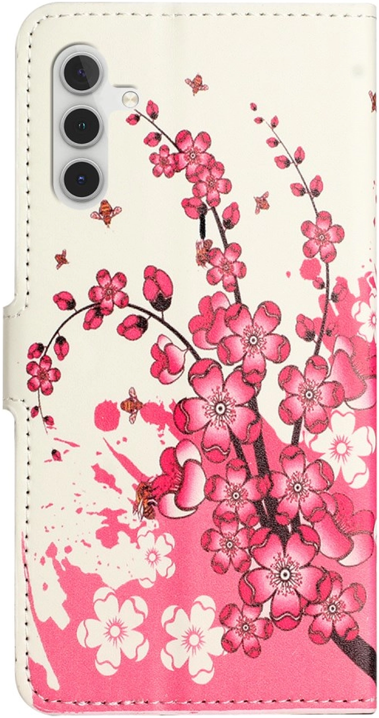 Samsung Galaxy A36 Hoesje Print Book Case met Pasjeshouder Roze Bloemen afbeelding 5