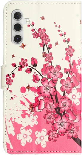 Samsung Galaxy A36 Hoesje Print Book Case met Pasjeshouder Roze Bloemen afbeelding 5