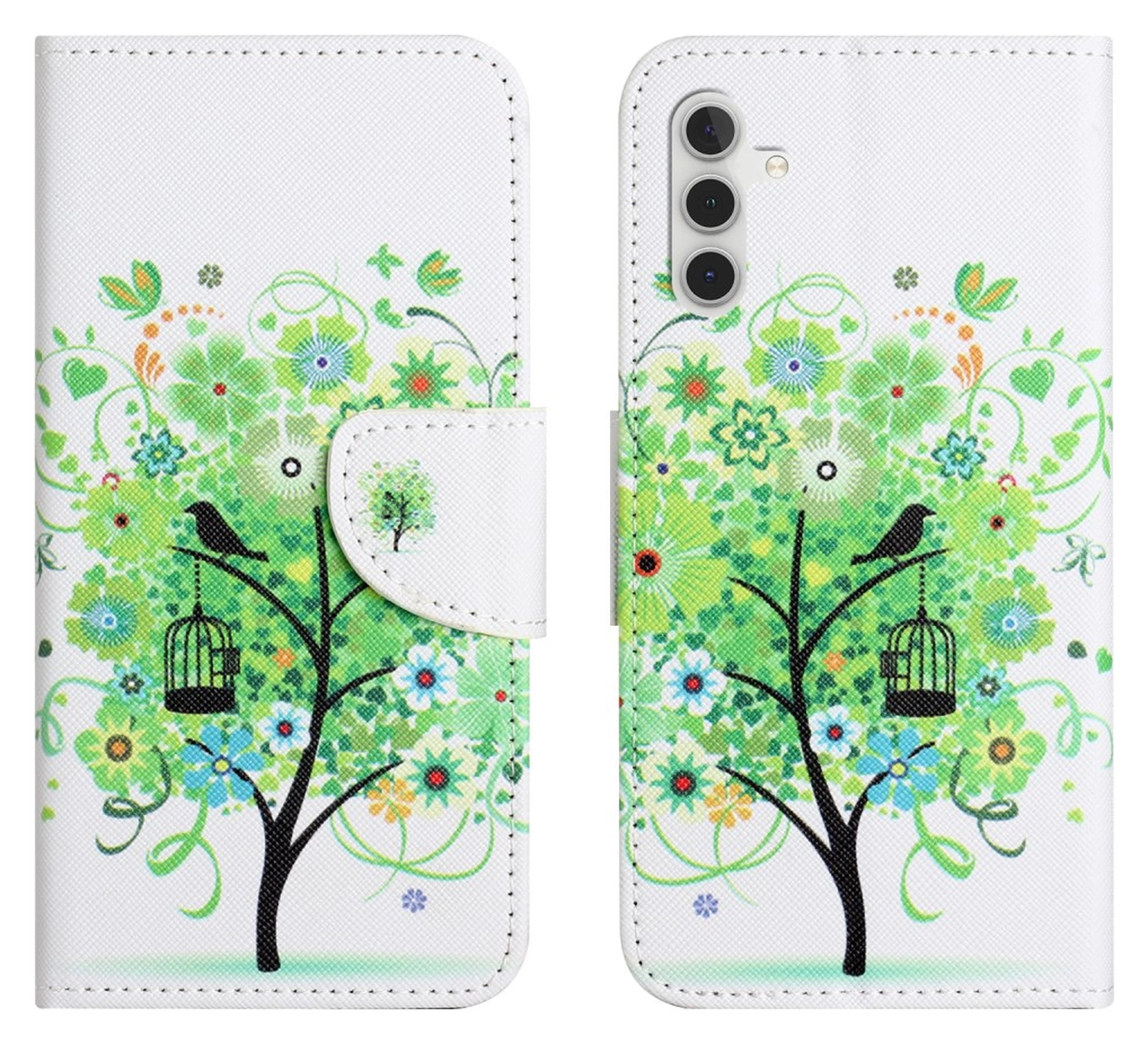 Samsung Galaxy A36 Hoesje Print Book Case met Pasjeshouder Bloemen Boom afbeelding 1