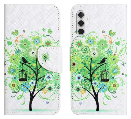 Samsung Galaxy A36 Hoesje Print Book Case met Pasjeshouder Bloemen Boom afbeelding 1